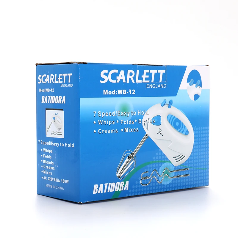 
SCARLETT China supply 180w 7 speed dough mixer electric hand food mixer small making machine egg mixer for home 