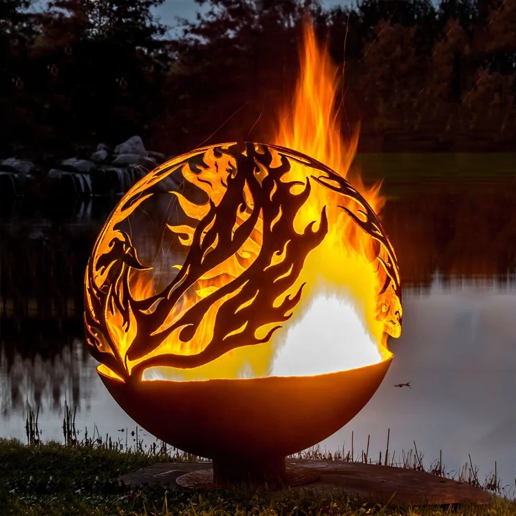JH-Mech Custom Outdoor Decorative Sensational Garden Backyard Wood Burner OEM Design Fire Fire Sphere