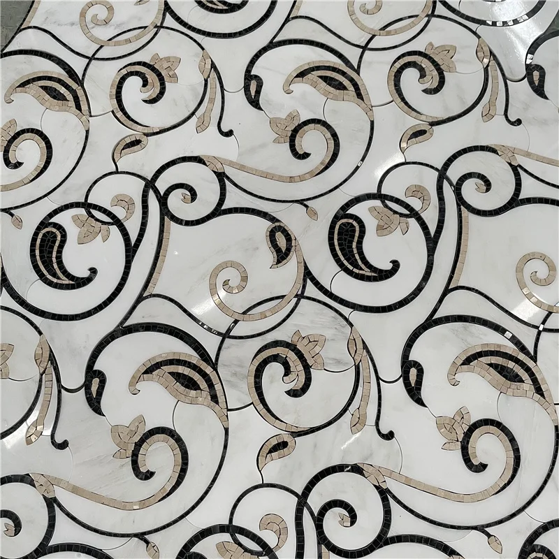 Art Marble Mixed Color Mosaic Flowers Patterns Marble Tiles