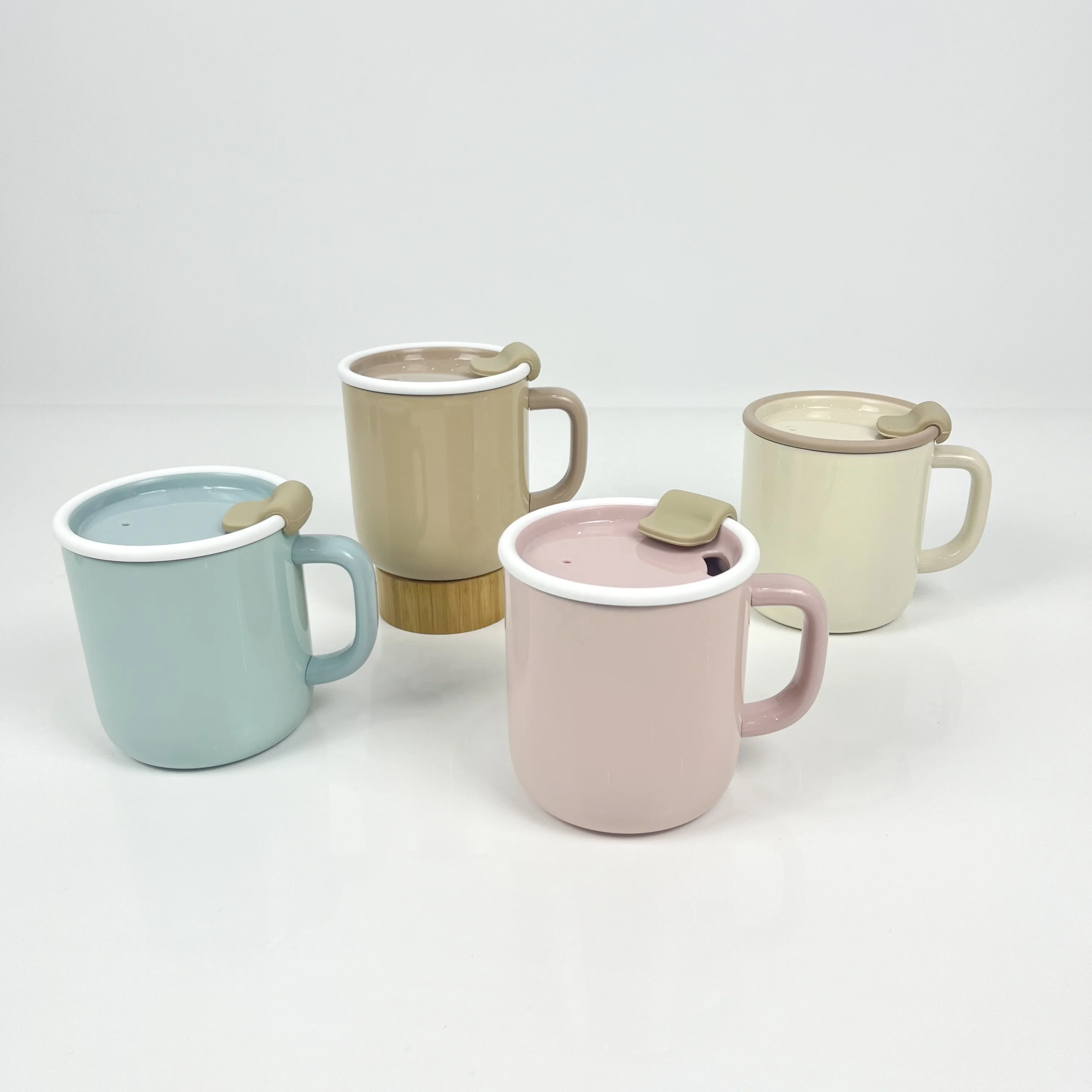 2025 Custom Logo Printed Ceramic Coffee Mug & Latte Mug with Silicone Topper. 430ml Big Month Tumbler with Handle and Lids