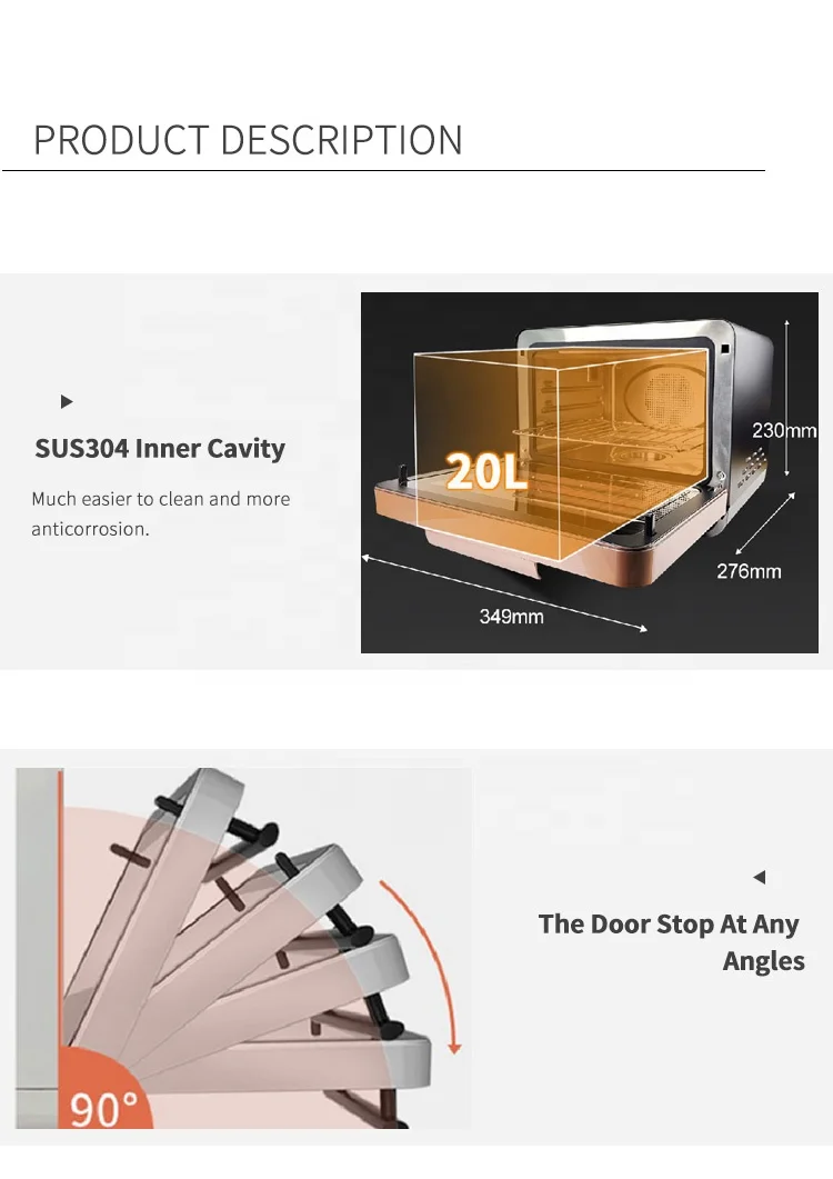 Smart Kitchen Appliances 20L Steam Air fryer oven Electric Steam Air Fryer Toaster Oven with Digital Display