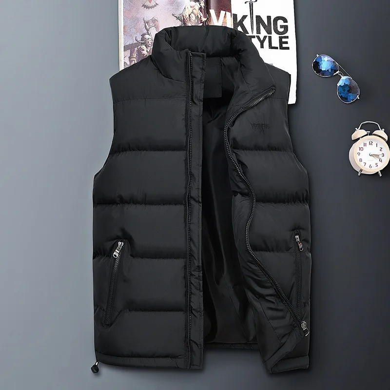 High Quality Winter Warm Custom Big Size Casual Loose Solid Sleeveless Men Puffer Vest