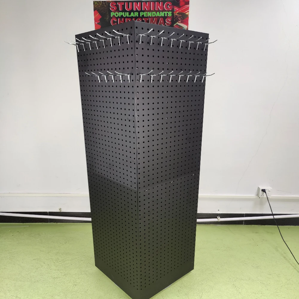 Acrylic 4-side Pegboard Display with Pegboard Hooks Rotating Display Stand Display Racks for Organizing Retail