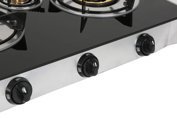 3 Burner Glass Top 130mm Big Burner Gas Stove Lpg GAS Cooker