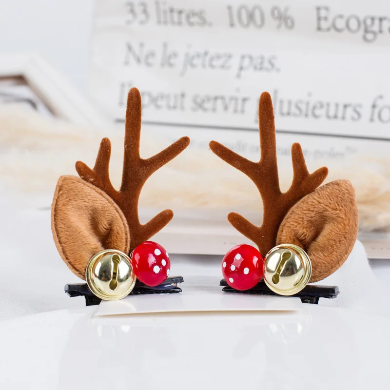 new children hair clip set antler pair resin Christmas gifts party supplies duckbill clip Christmas hair clip