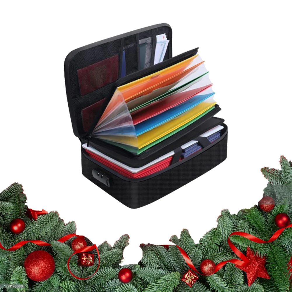 Large Office & Home Storage Box with Safety Zipper Closure Waterproof and Fireproof Nylon File Bag with Lock Case Type