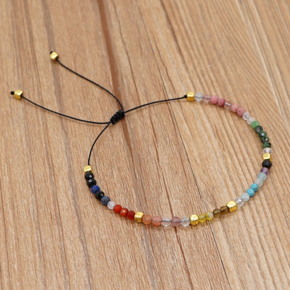 Go2BoHo Multicolor Bracelet Summer Beach Fashion Jewelry Metal Cube Crystal Semiprecious Stone Beaded Boho Bracelets for Women