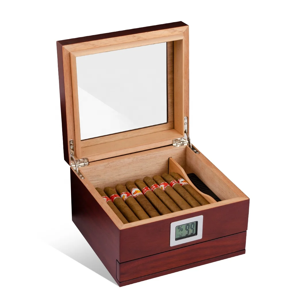 Handmade Cigar Humidors Box Set with Cigar Cutter and PU Leather Bag