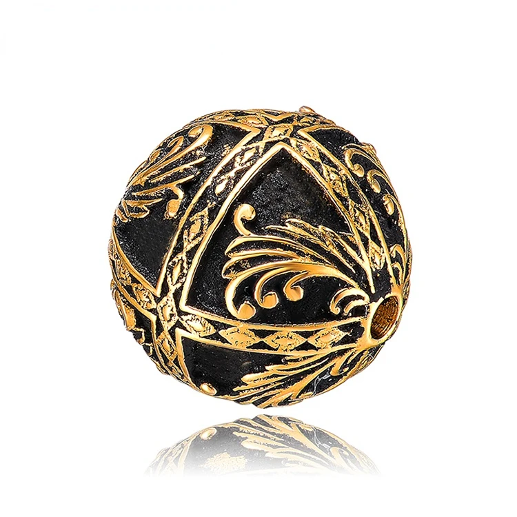 ACEWORKS уникальные бусины из стерлингового серебра 925 пробы дубовые листья заполненные золотом серебряные 10 мм для мужского браслета полудрагоценные камни