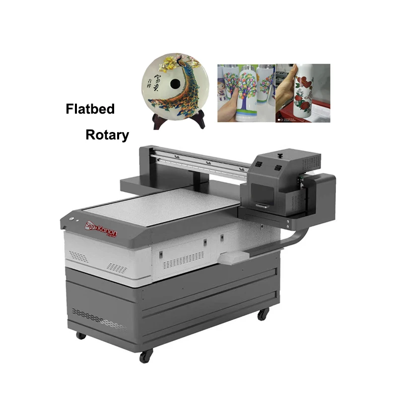 Signkanon Rotary Small Flatbed Format UV 6090 Gen5i Glass Printing Shop Machines LED UV Printer