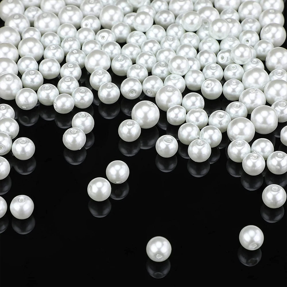 
Handcrafted Bright White Imitated Pearl Beads Set With Stretchy Crystal Cord 4 Pieces Beading Needles for DIY Jewelry Making 