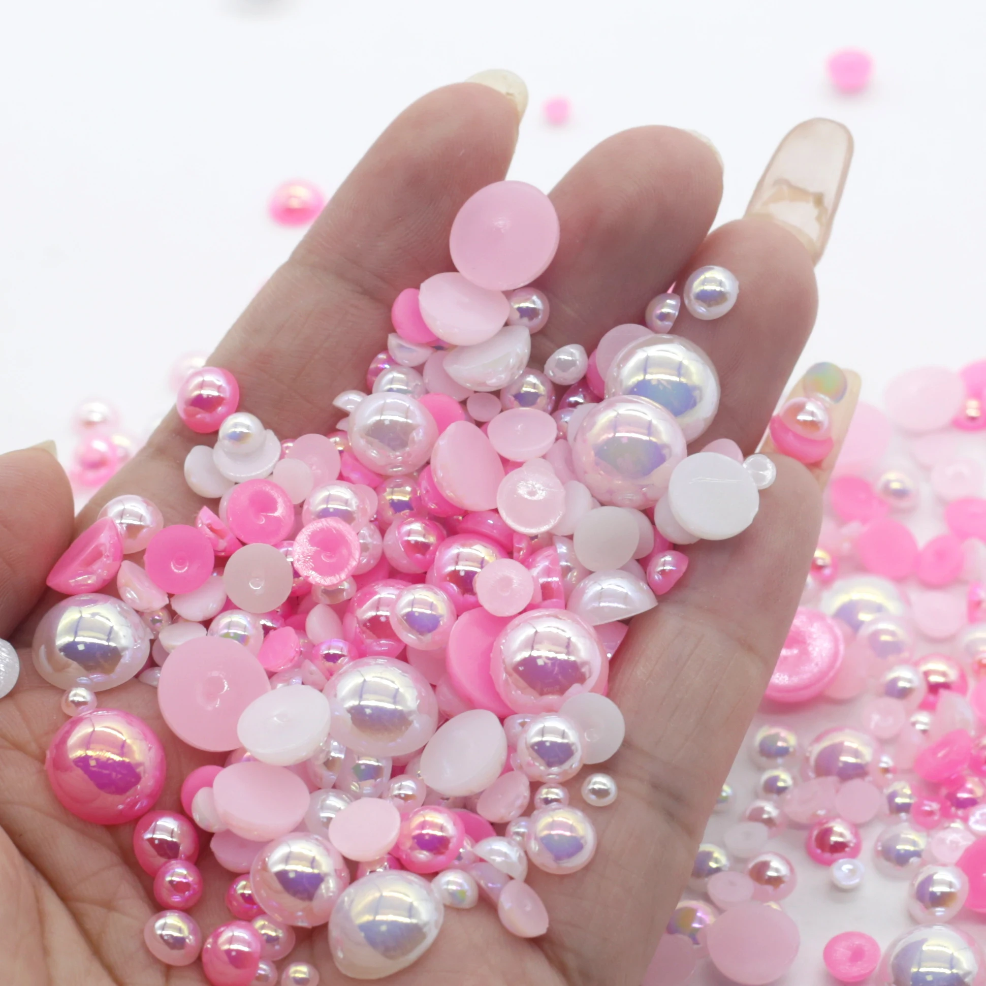 XULIN  30g/bag Mixed Sizes 3-10mm Multicolor Plastic Pearls ABS Half Round Pearls Flatback Beads