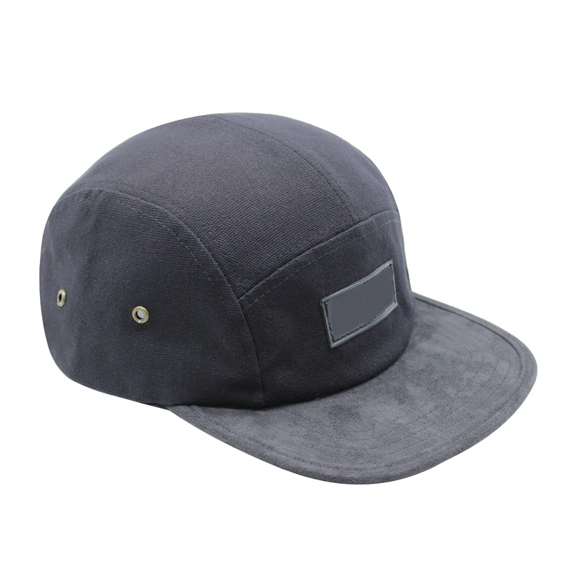 custom leather patch logo 5 panel snapback camper hats caps leather strap metal buckle back camper hat cap wholesale