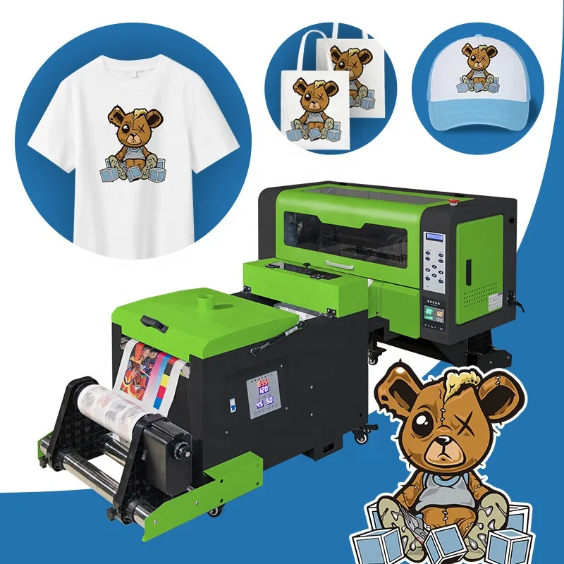 2 Printheads A3 XP600 white toner DTF printer t-shirt printing machine with shaker and dryer