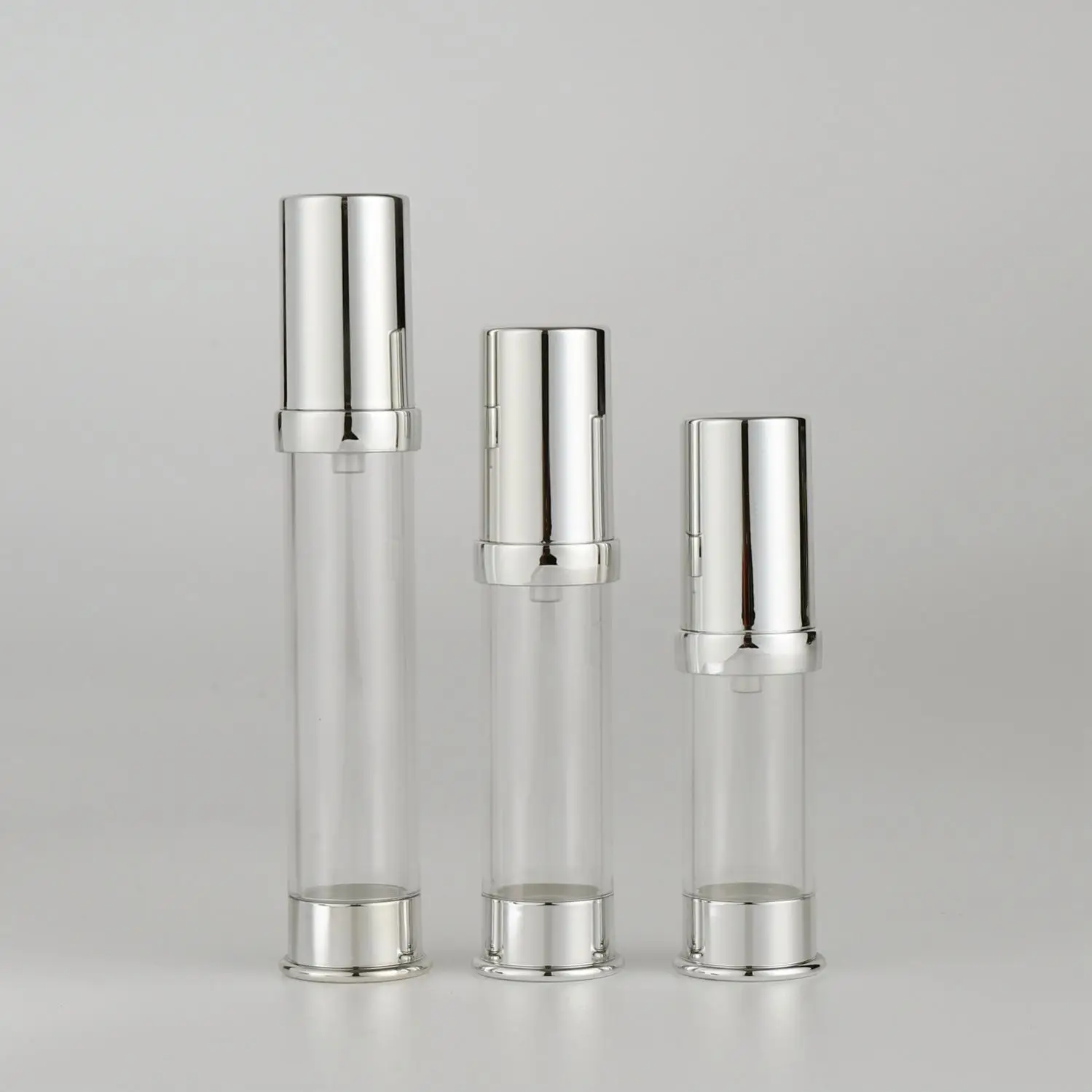 silver In stock 5ml 10ml 15ml Mini Atomizer white head Mist Airless Spray Bottle Packaging Cosmetic Airless Pump Bottles