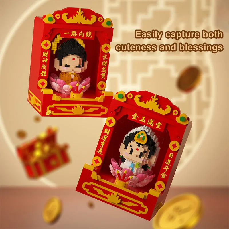 Mini Figures The God of Wealth Micro Blocks Educational assembled toy blocks Toys For Home Decor Birthday Gifts