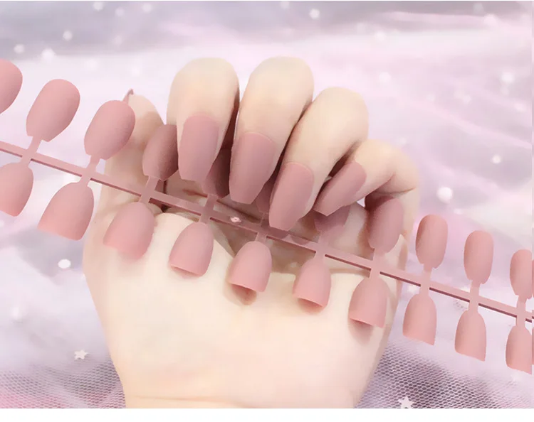 Meaty  matte long coffin armor strip ballet fake nail patch ultra-thin ballet manicure piece