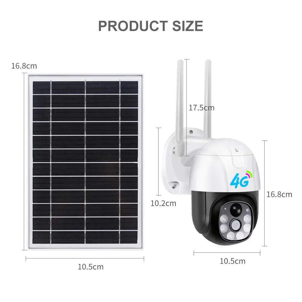 V380 CCTV Solar 4G Camera Ip Ptz Power Solar Panel Power Colorful Night Vision 2MP 4G Network camera