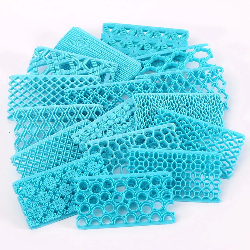 Fancy Designs Cookie Cutting Texture Silicone Model Pattern Fondant Cake Embossed Mold Cake Decorating Tool Stencils Cake