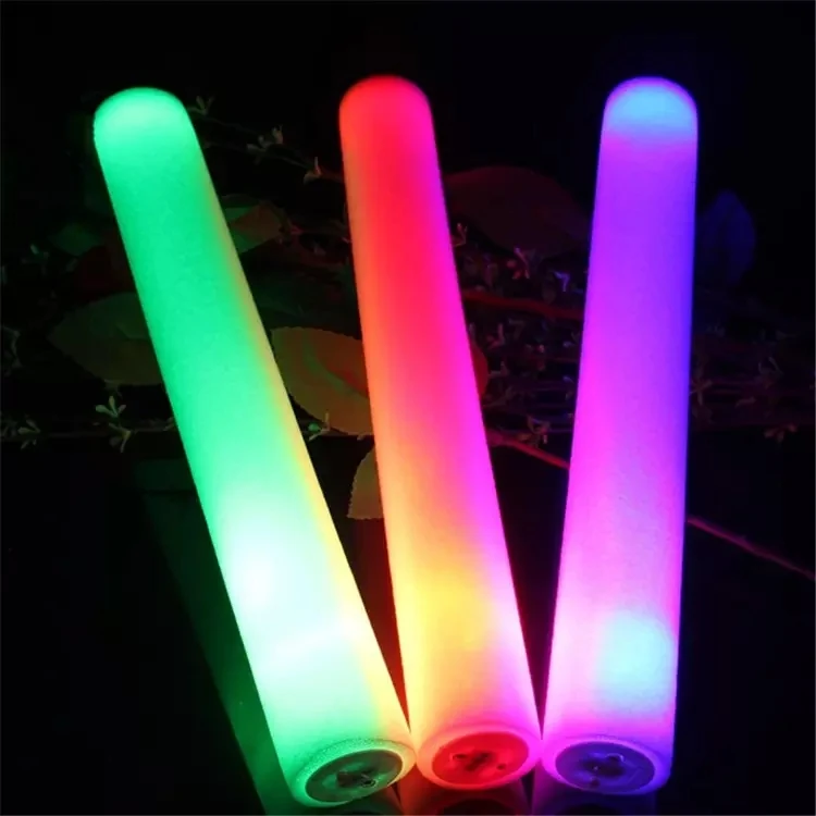 Custom OEM logo slogan Multi Color Wholesale Flashing Foam LED Light Foam Sticks Led Foam Glow Bar atmosphere fluorescent Stick