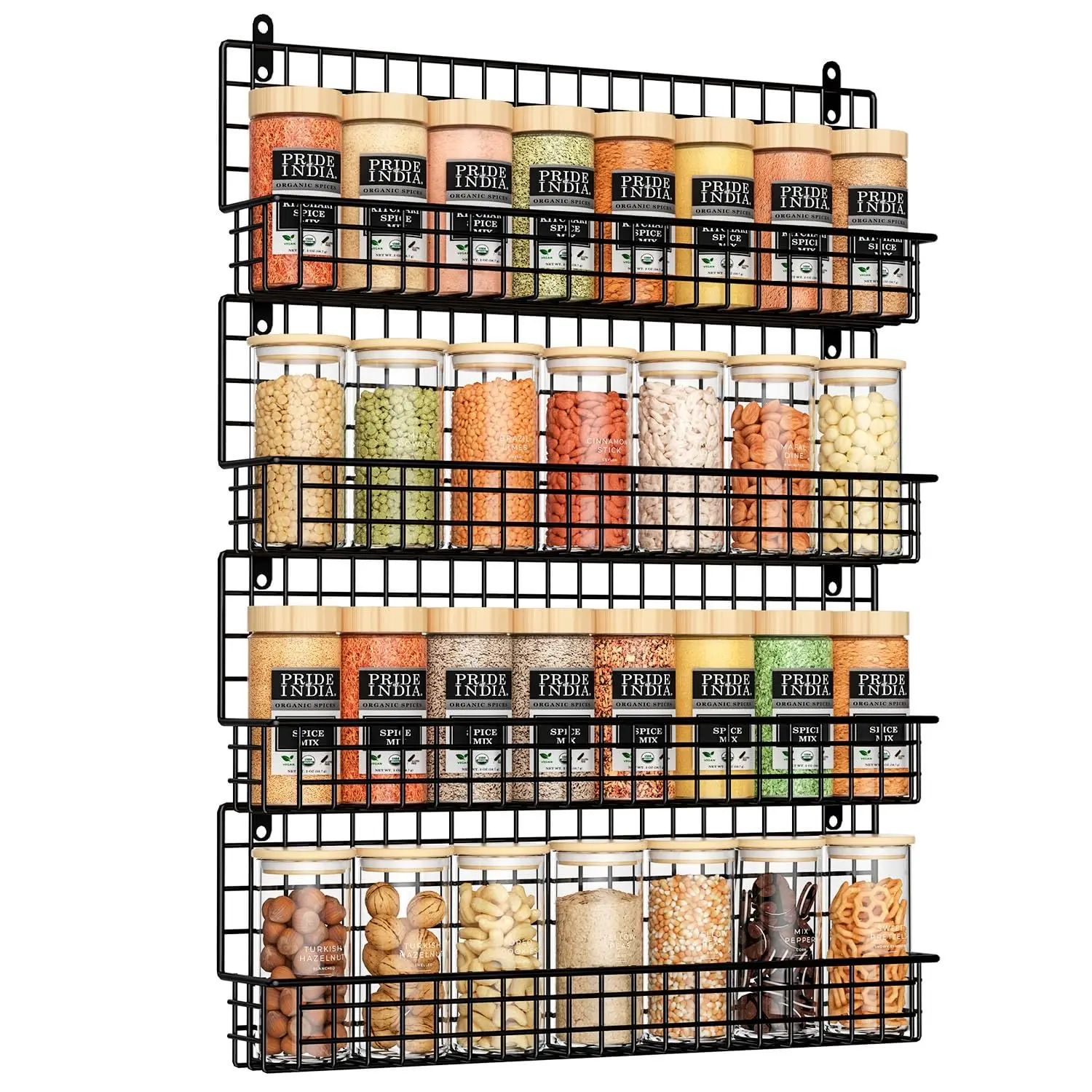 Spice Rack Up to Storage 80 Jars 4 Tier Stackable Hanging Spice Storage Racks Organizer Wall Mounted for Kitchen Pantry Storing