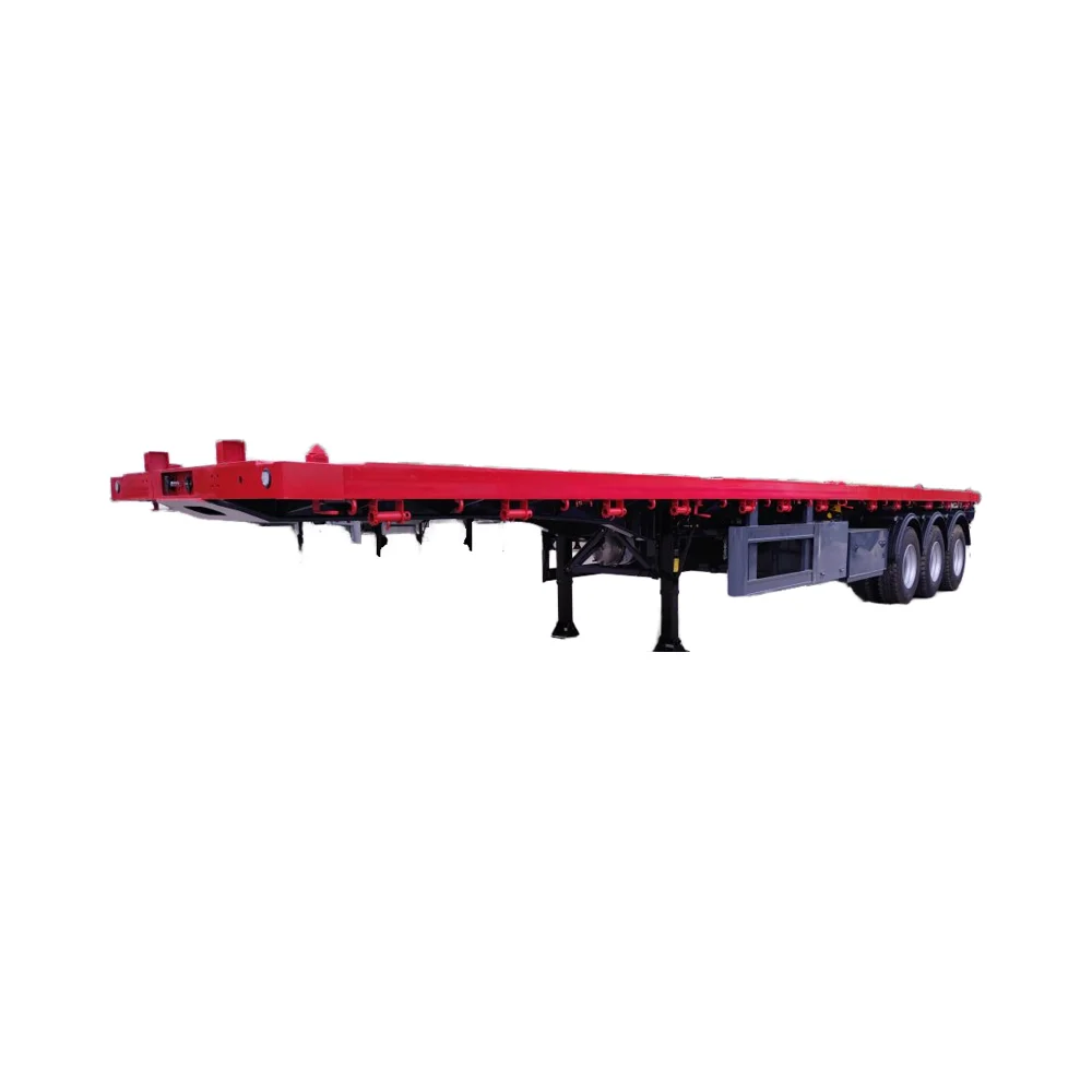LONGQ Liangshan TOP New 3 Axle 40Ft Flatbed Semi Trailer With Container Lock