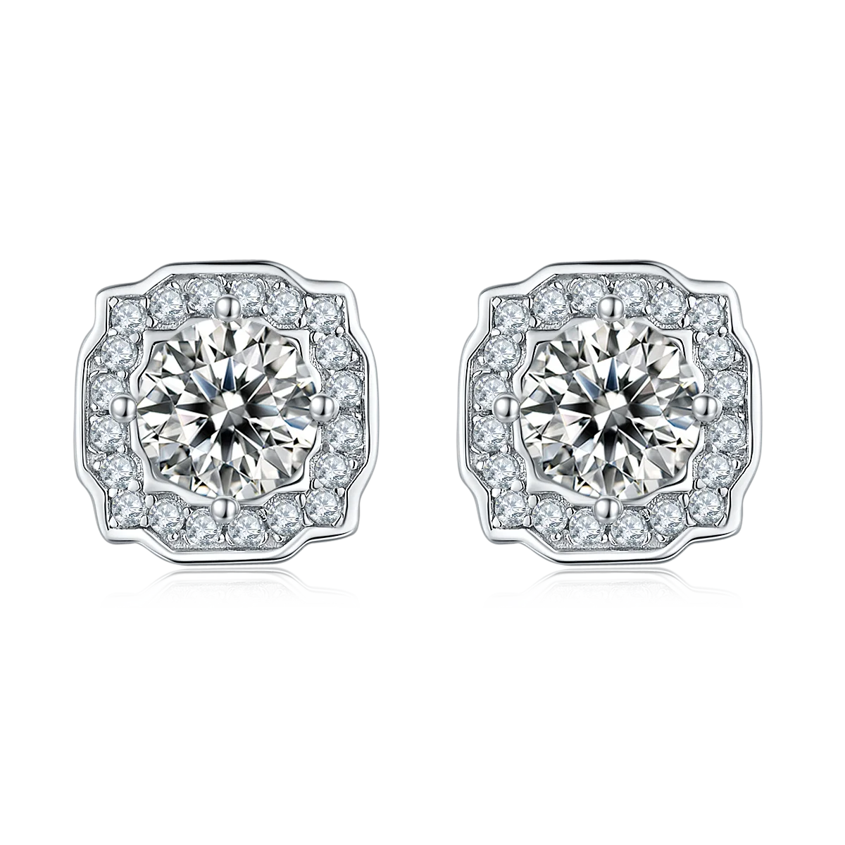 GRA Certified 1ct 925 Sterling Silver Round Brilliant Cut D  Moissanite Wedding Necklace Earring Jewelry Sets for Women Diamond