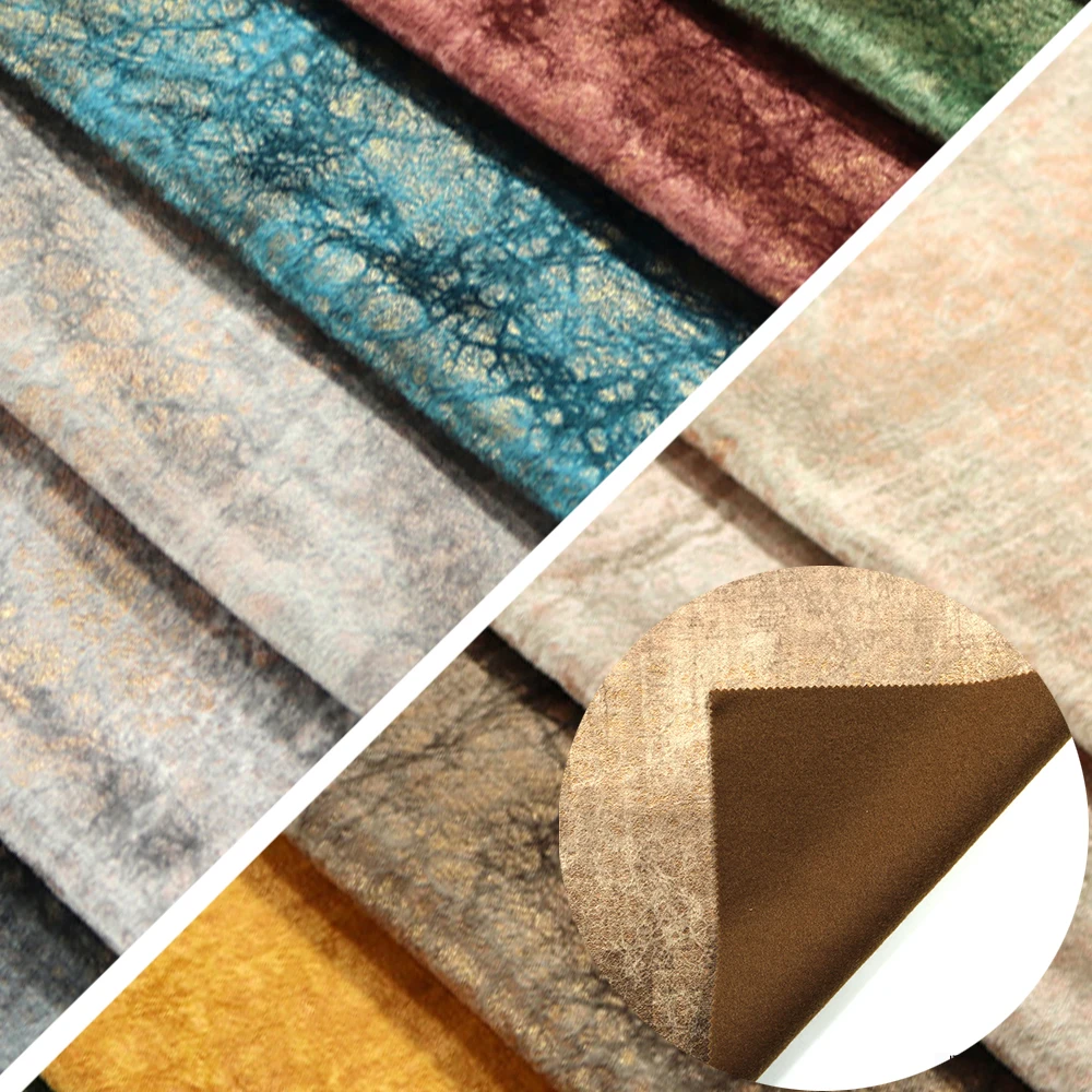 1000M MOQ per color Customization polyester Holland velvet with prints and glue embossing fabric for car &sofa seat cushion