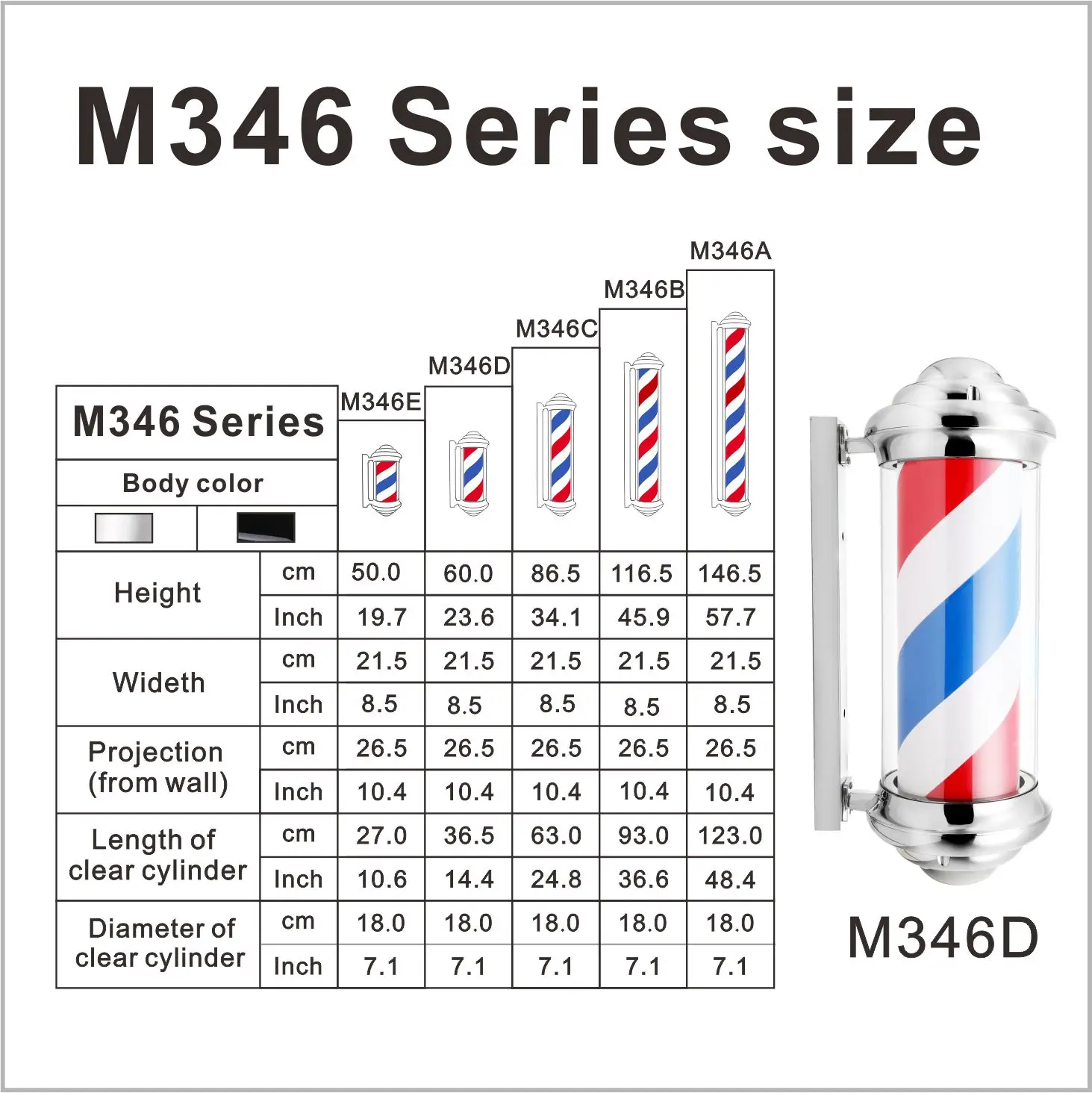 M346 Other type hair salon equipment Barber shop sign Mini barber shop pole