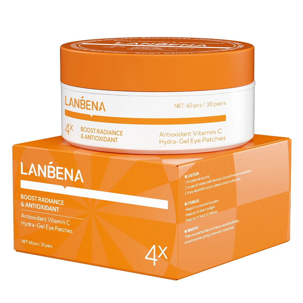 lanbena Antioxidant Vitamin C Hydra-Gel Eye Patches Puffy Eyes & Dark Circles, Skincare Treatment for Men & Women 60pcs