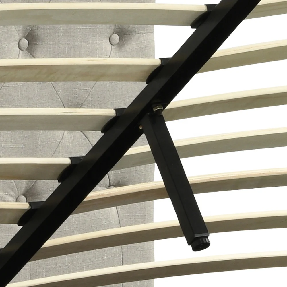 Easy Assembly high headboard semi full double queen king size fabric upholstered wooden ottoman bed frame with gas lift