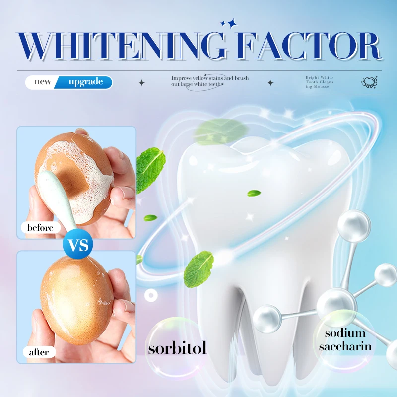 SADOER Private Label 60ml Foam Toothpaste Mint Flavor Tooth Mousse Teeth Whitening cleaning Foam For Daily Dental Care