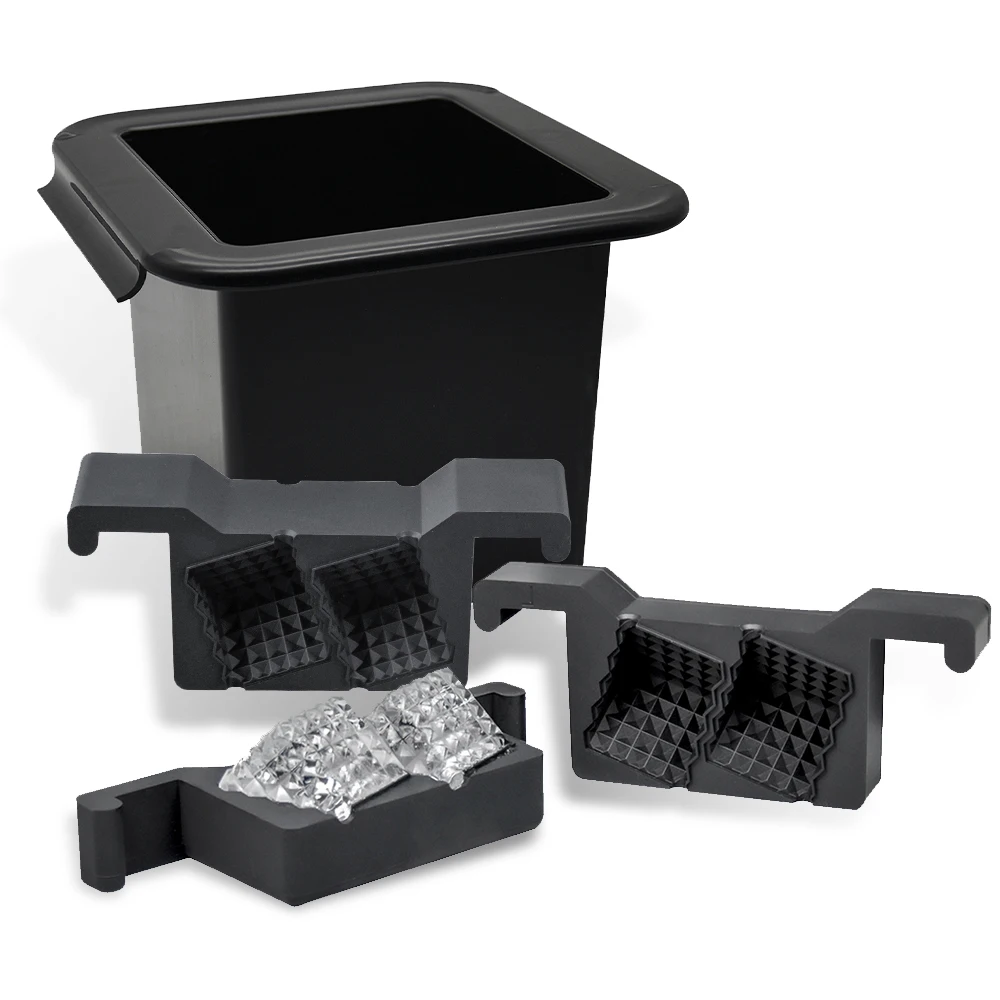 4 Cavity BPA Free Large Rhombus Slow Melting Crystal Clear Ice Cube Maker Big Silicone Square Ice Cube Mold for Whiskey Cocktail