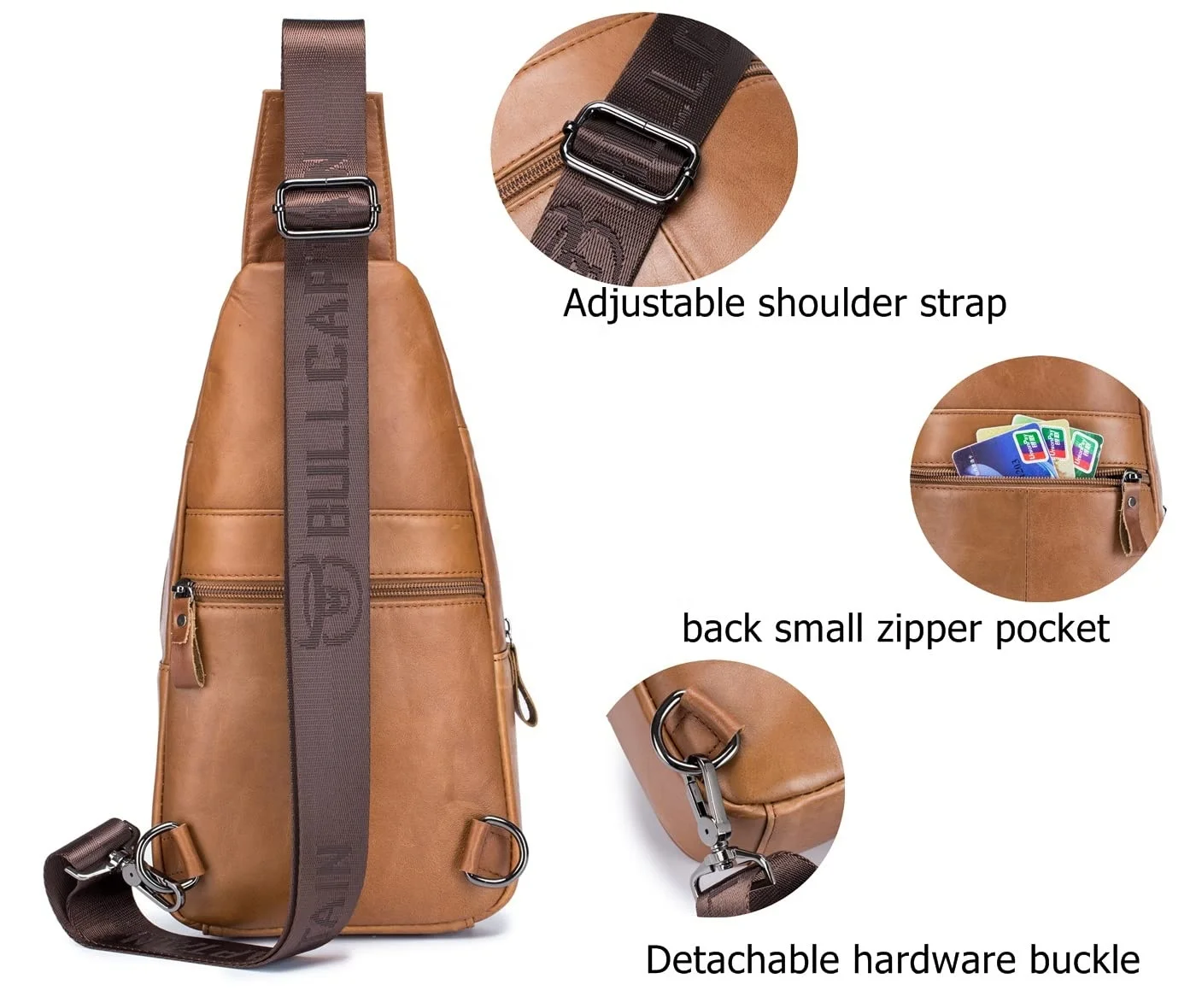 Wholesale men leather leisure sports chest bag men shoulder bag genuine leather messenger bags manufacturer