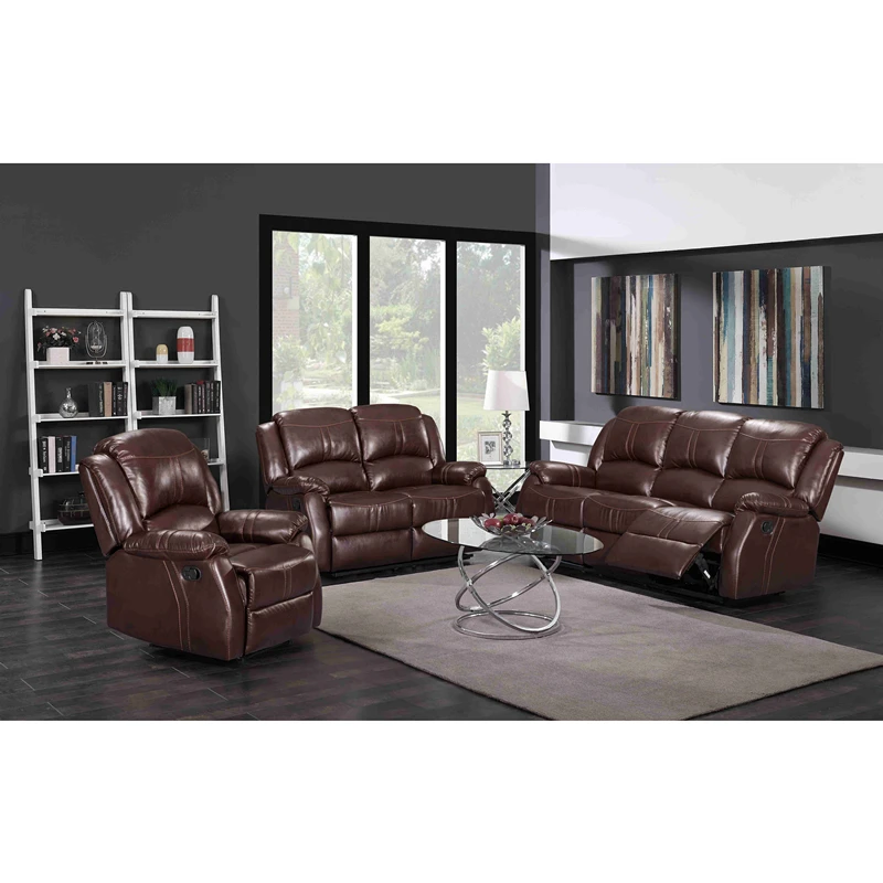 american style modern beige leather recliner sofa sets living room furniture 2019