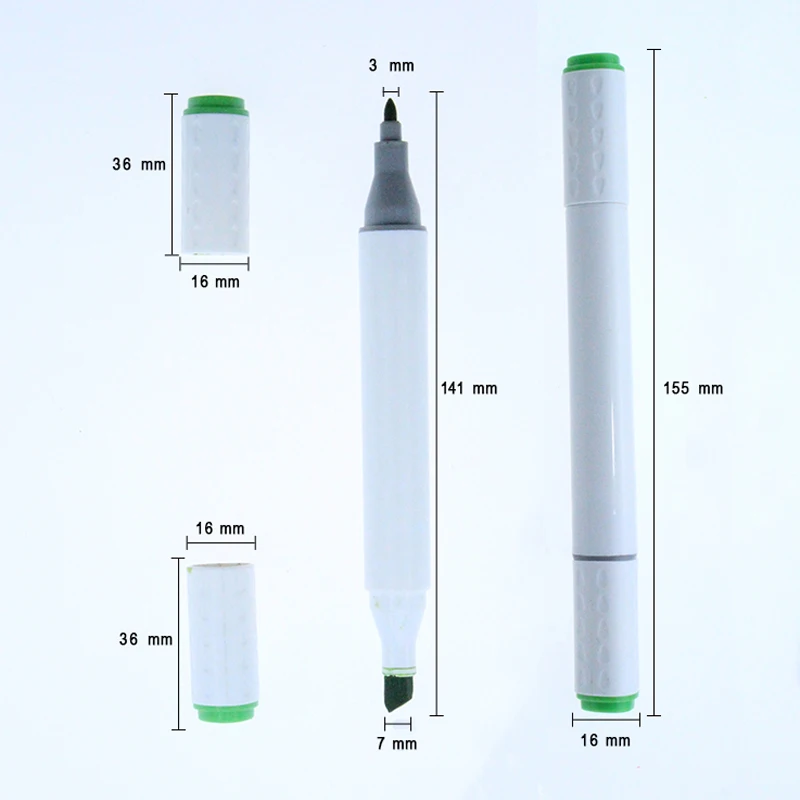 Professional Factory 12 Pcs Sketch Barrel Double Ended Twin Marker Alcohol Permanent Double Ended Art Marker