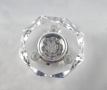 Polished round Clear Crystal LED Light Base Display Nautical Style Glass Craft for Decorative Iceberg UV Laser Printing Gift