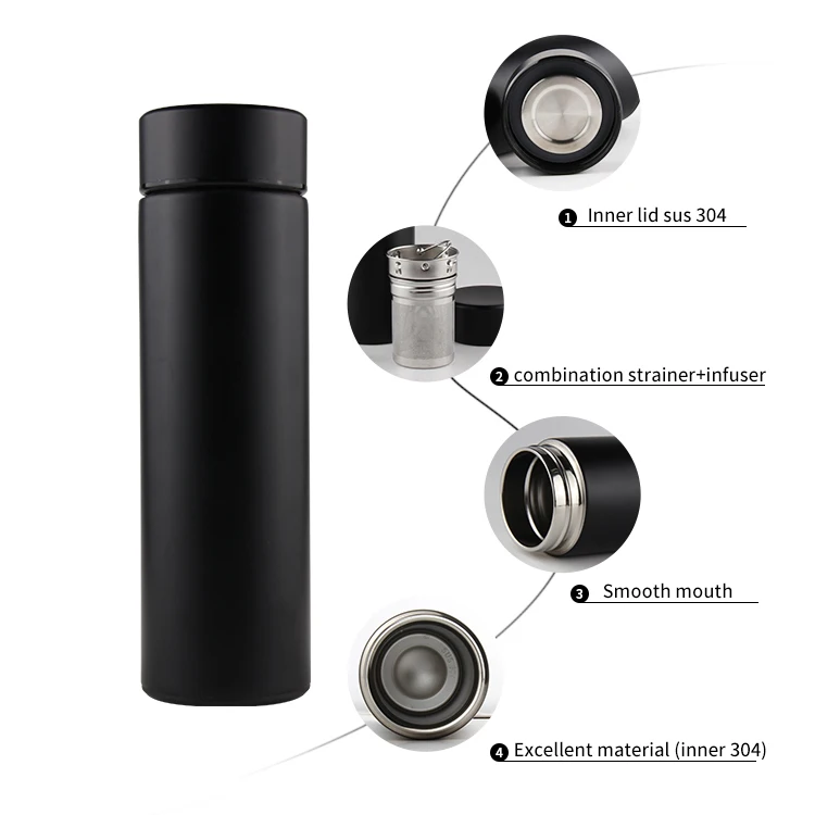 Stainless Steel Insulated Vacuum Thermo Bottle 450ml for Hot and Cold Drink with Tea Infuser