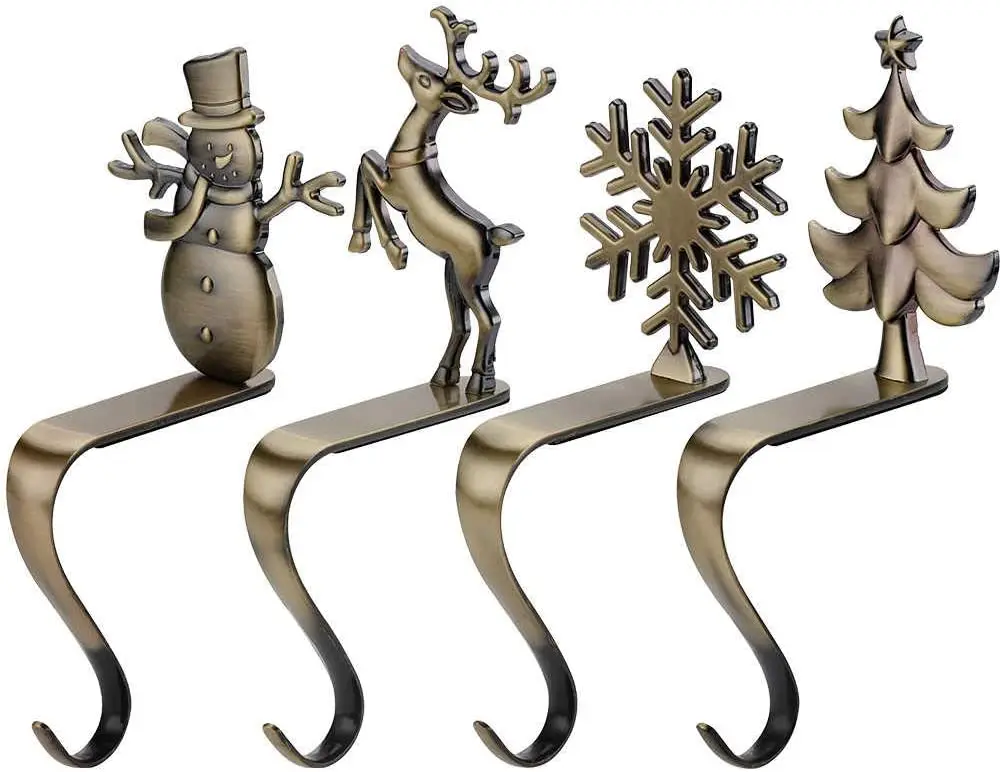 Custom Set of 4 Christmas Stocking Holders Zinc Alloy  Christmas Stocking Hangers Large Christmas Stockings
