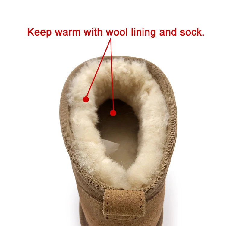 Logo Custom Winter Snow Boots Plus Size 44 Brands Design Ugh Cowhide Leather Fur Women Snow Boot