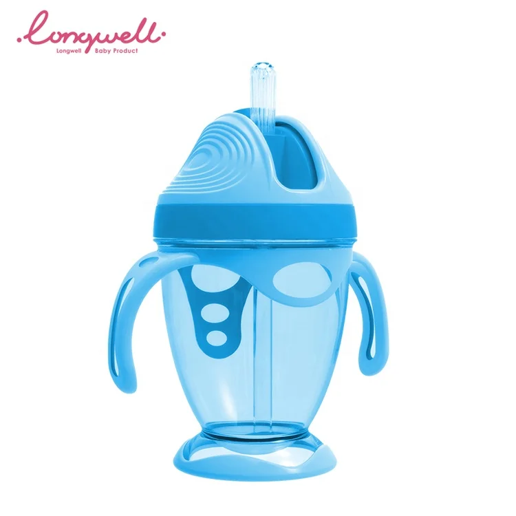Чашки, бутылки для детей, оптовая продажа, не содержит Бисфенол А, чашка для тренировок, пластиковая трубочка, двойная ручка, OEM, Пользовательский логотип PP с силиконовым силиконом