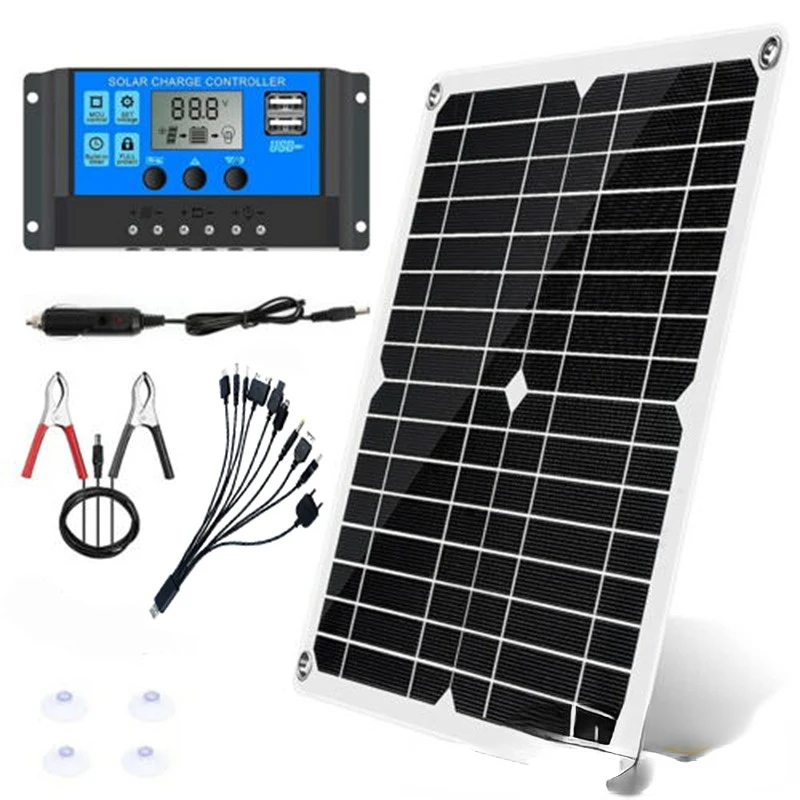 25W 18v solar panel kit camping tent car rechargeable battery outdoor power system
