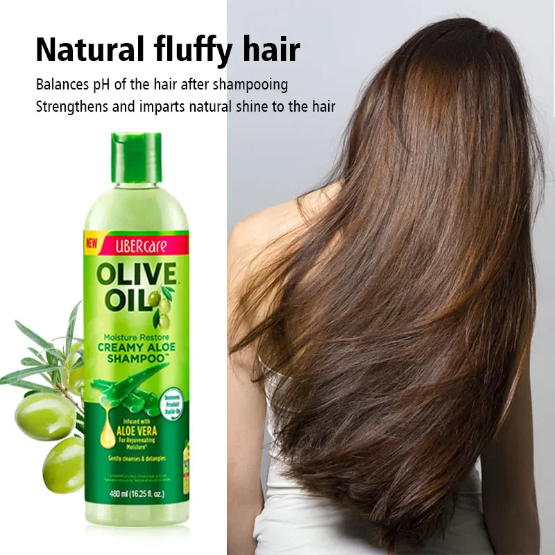 Wholesale Silky Smooth Olive Oil Creamy Aloe Hair Shampoo Repair Damage Hair Shampoo Anti Dandruff 480ml