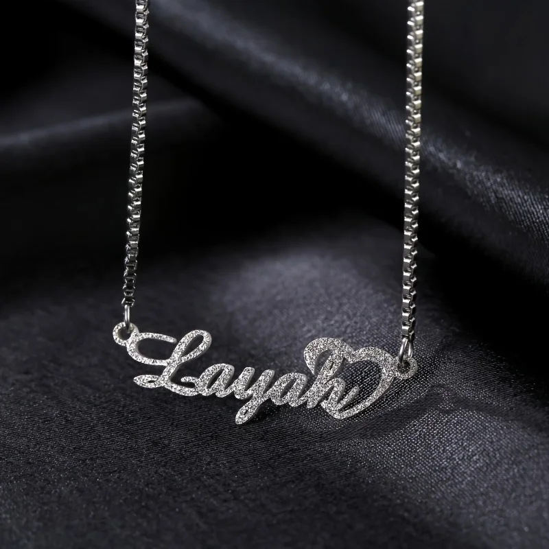 Custom Name Necklace Personalized Shining Box Chain Letter Nameplate Pendant Charm Necklace Accessory Jewelry
