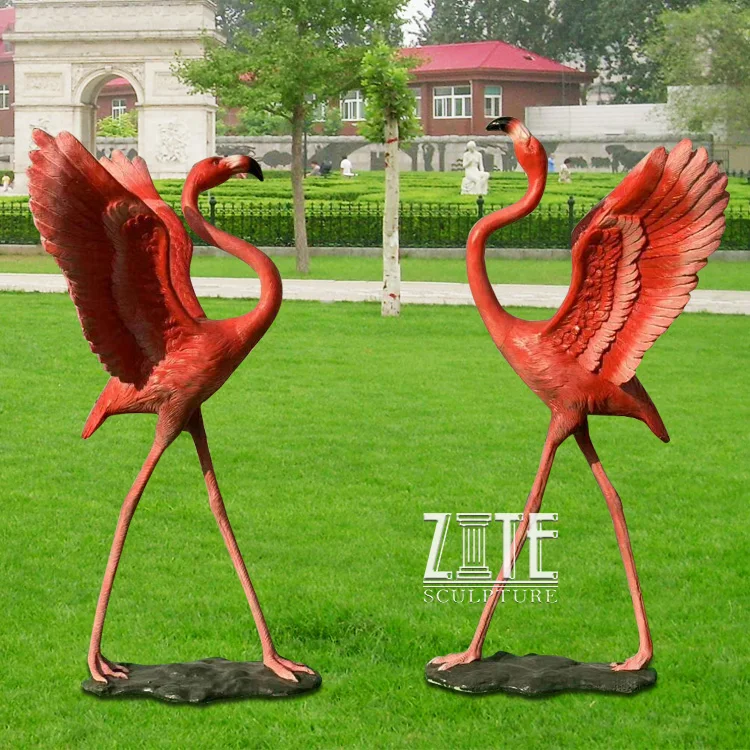 Garden Decoration Fiberglass Animal Sculpture Life Size Resin Flamingo Statue