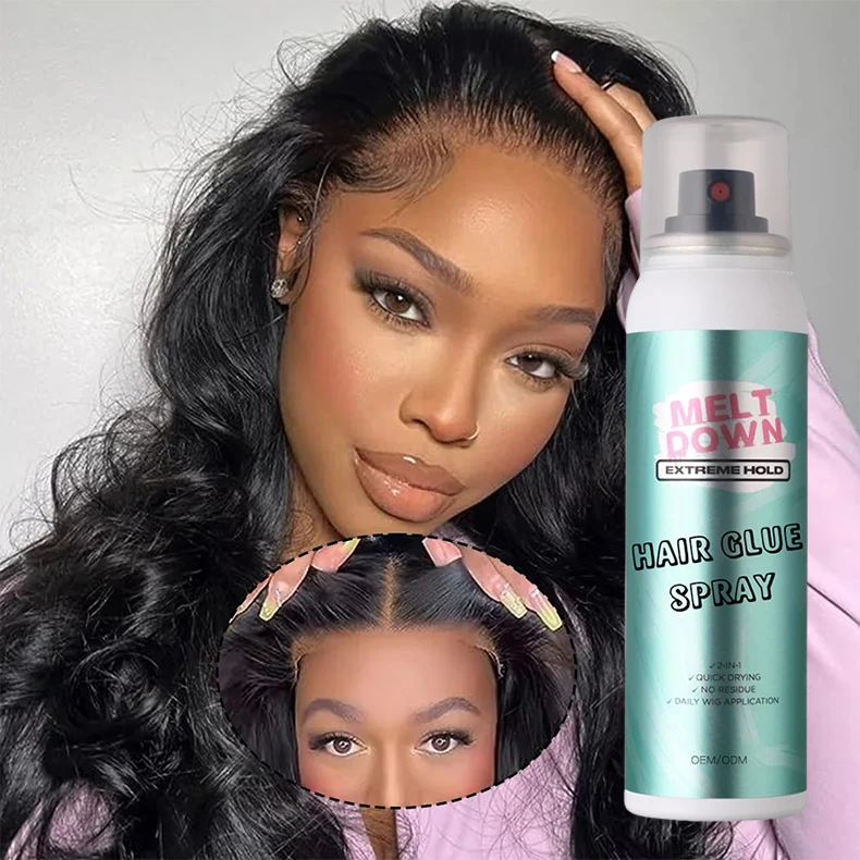 Manufacturers private label customized logo waterproof heat and oil proof super hold lace adhesive wig glue spray