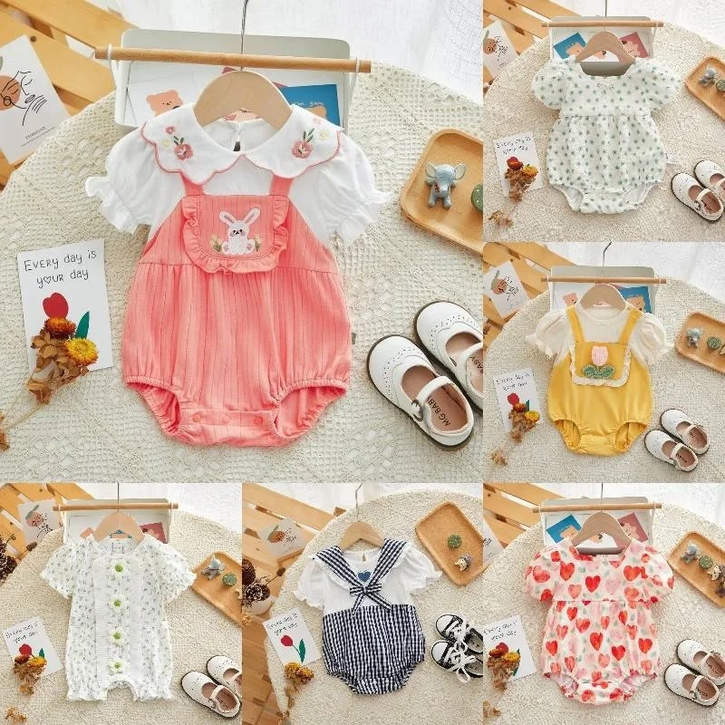 Hot selling 100% cotton baby onesies factory stock baby clothes newborn boys and girls onesies onesies