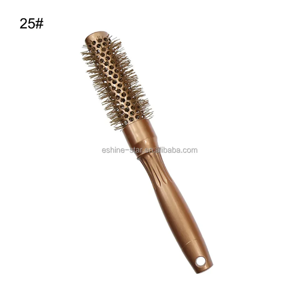 Gradient Color 2 In 1 Hair Straightener And Curler Ionic Hairbrushes Professional Salon Makeup Brushes Round Ceramic Brush Comb