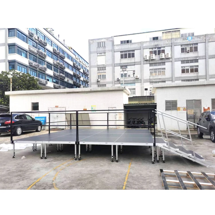 4x8ft Outdoor Big Concert Stages Removable Podium Platform Truss Display Roof Stage With 4 Adjustable Height Legs