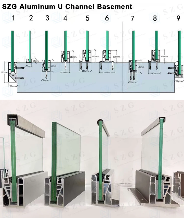 Exterior balcony balustrade frameless stair glass railing brackets designs with tempered glass aluminium u channel fence posts